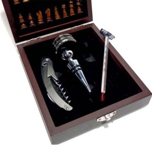 Kit Abridor De Vinho 4 Pçs C/ Jogo De Xadrez